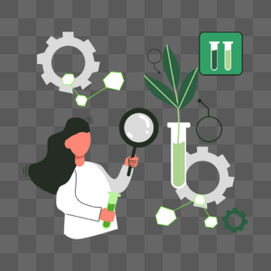 科学家植物基因实验插画图片