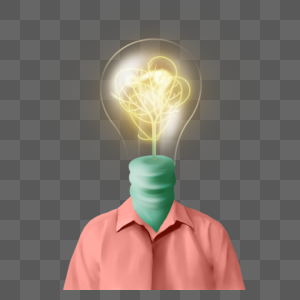 创意概念大脑想象力人衬衫灯光灯泡高清图片素材