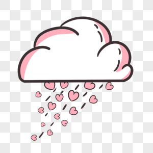 下粉色爱心雨的云朵图片