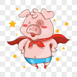 卡通可爱超级英雄动物猪图片