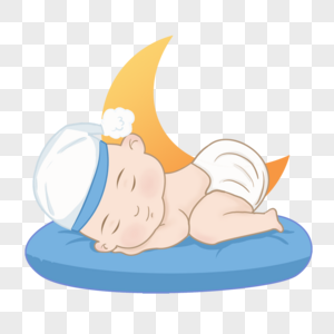 坐垫上睡觉的婴儿卡通画图片