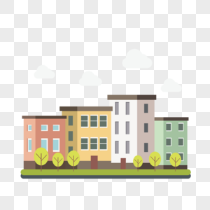 扁平风格城市建筑组合绿化社区房屋图片