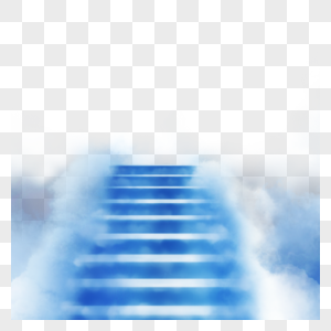通向光效天堂的蓝色阶梯图片