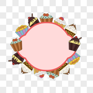 粉色纸杯蛋糕环绕边框图片