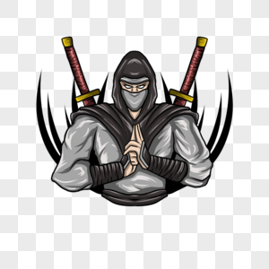 忍者刺客游戏徽标服装灰色高清图片