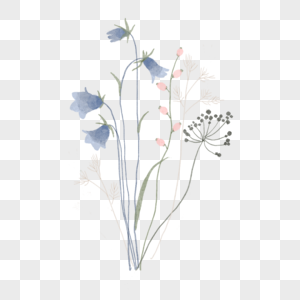 野花花束水彩婚礼蓝色图片