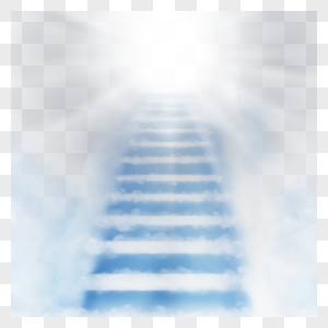 蓝色抽象阶梯天堂光效云朵高清图片