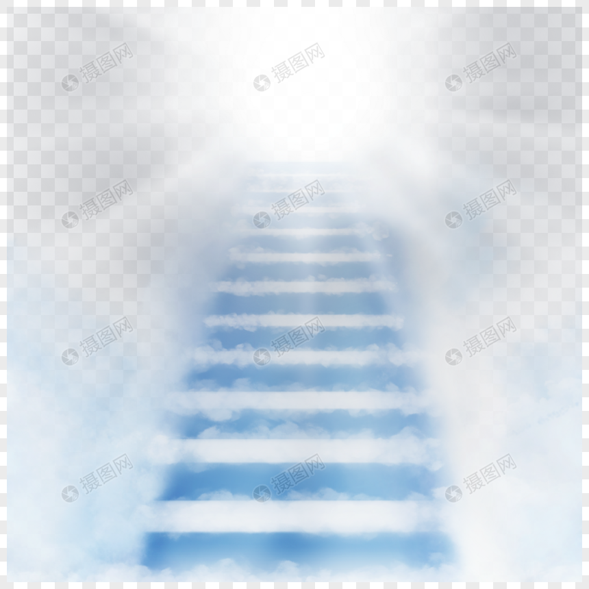 蓝色抽象阶梯天堂光效云朵图片
