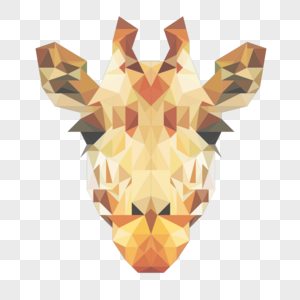 几何风格多边形低聚长颈鹿头像图片