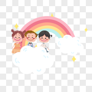 节日快乐儿童在彩虹上玩耍图片