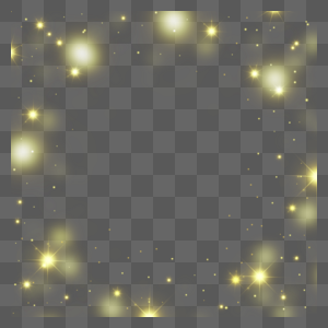 圆形黄色光晕四角星光效边框图片