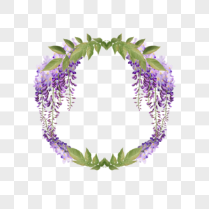 紫藤花水彩花卉边框图片
