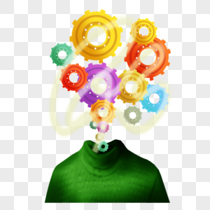 创意概念大脑彩色齿轮想象力人高清图片