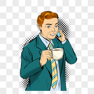 波普风格商务人士喝咖啡图片