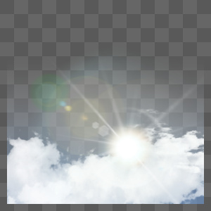 云朵绿色和黄色太阳光透明光效图片