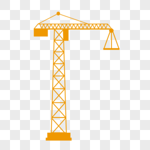 工程工具卡通黄色线条塔吊图片