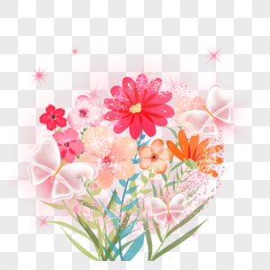 蝴蝶彩色花卉光效样式图片