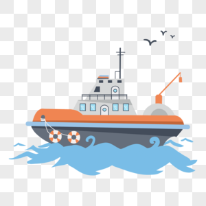橙色海上轮船游艇图片