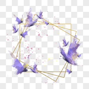 水彩紫色蝴蝶边框图片