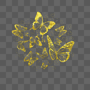 多只金粉光效蝴蝶图片