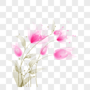 水彩金粉抽象粉色半透明花卉图片