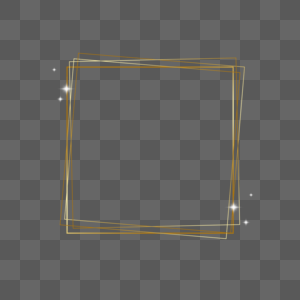 重叠的正方形线条金色光效边框图片