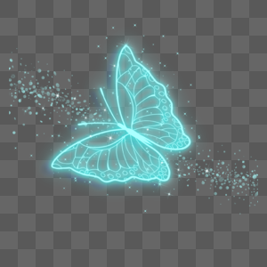 明亮蓝色荧光光效蝴蝶图片