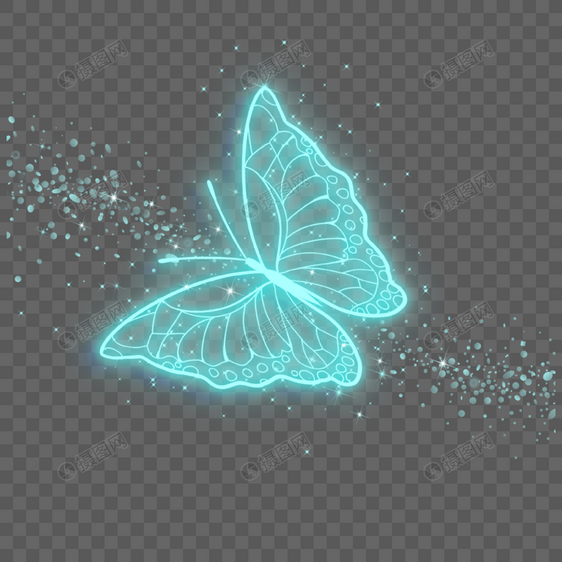 明亮蓝色荧光光效蝴蝶图片