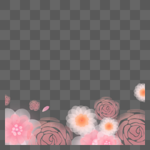 水彩粉色花卉光效边框图片