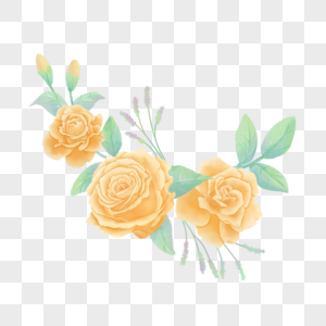 水彩花卉黄色玫瑰植物图片