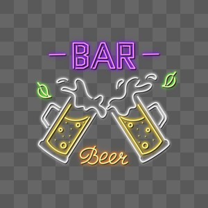 霓虹灯光效啤酒吧标志图片