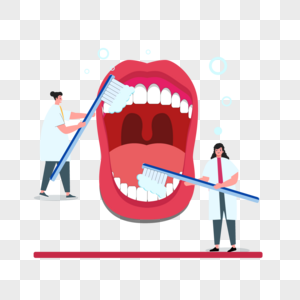 张嘴刷牙牙齿保健插画图片