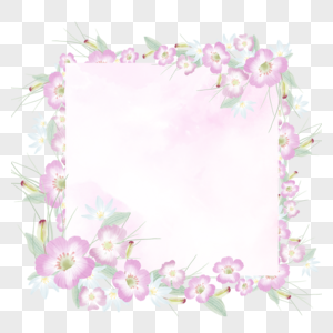 粉色小花方框花环花卉图片