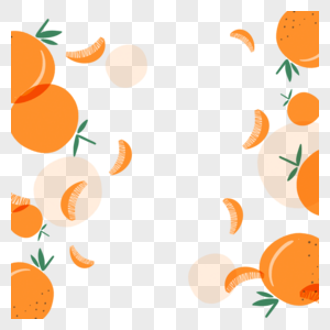 卡通橙子水果边框背景图片