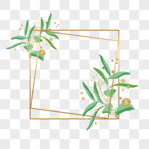 金色几何形状植物叶子装饰边框图片
