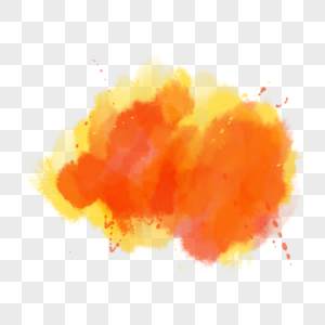 笔刷晕染形状抽象水彩橙色图片