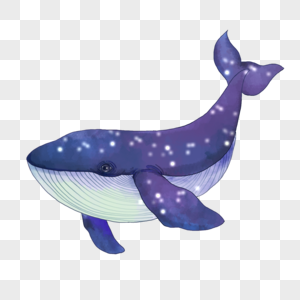 海洋鲸鱼水彩星空图片