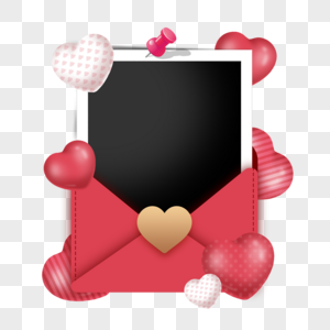 浪漫信封相纸爱心边框粉色图片