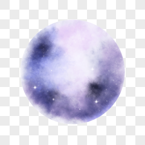 月亮紫色梦幻水彩风格高清图片