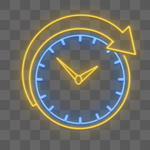 钟表霓虹光效箭头方向霓虹广告图片