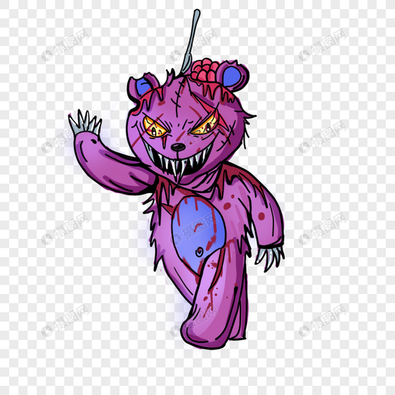 熊僵尸万圣节卡通紫色图片