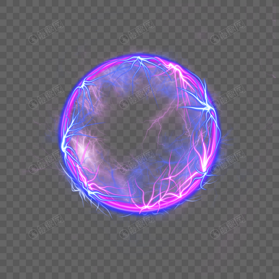 球状抽象光效的闪电图片