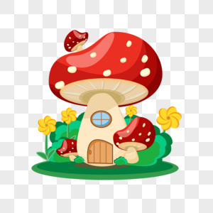 森林中的童话蘑菇房图片