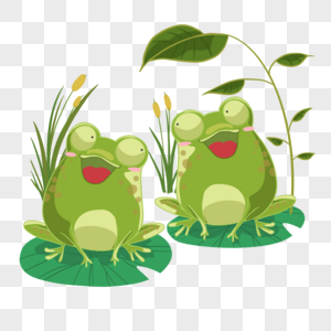 夏季卡通可爱两只小青蛙图片