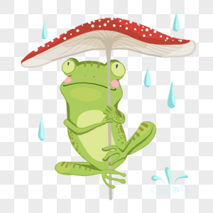 夏季卡通可爱打蘑菇伞的小青蛙图片