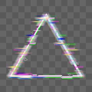彩色三角形霓虹故障边框图片