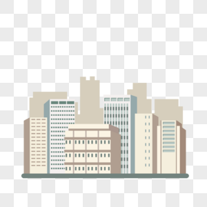 扁平风格城市建筑天际线办公楼房组合图片