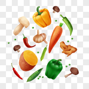 蔬菜组合青椒胡萝卜辣椒图片