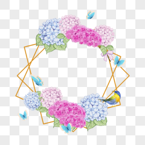 花卉婚礼水彩绣球边框图片
