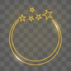 金色光效星星双条纹项链形状圆形边框图片